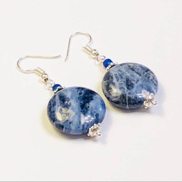 Sodalite Earrings in Sterling Silver - Picture 4 of 7